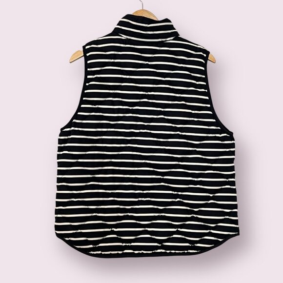 J. Crew Women's Vest Jacket Full Zip Dark Navy Stripes Size XL - Picture 2 of 7